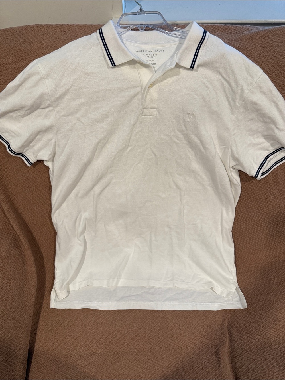 American Eagle Outfitters White Polo with Navy Trim
